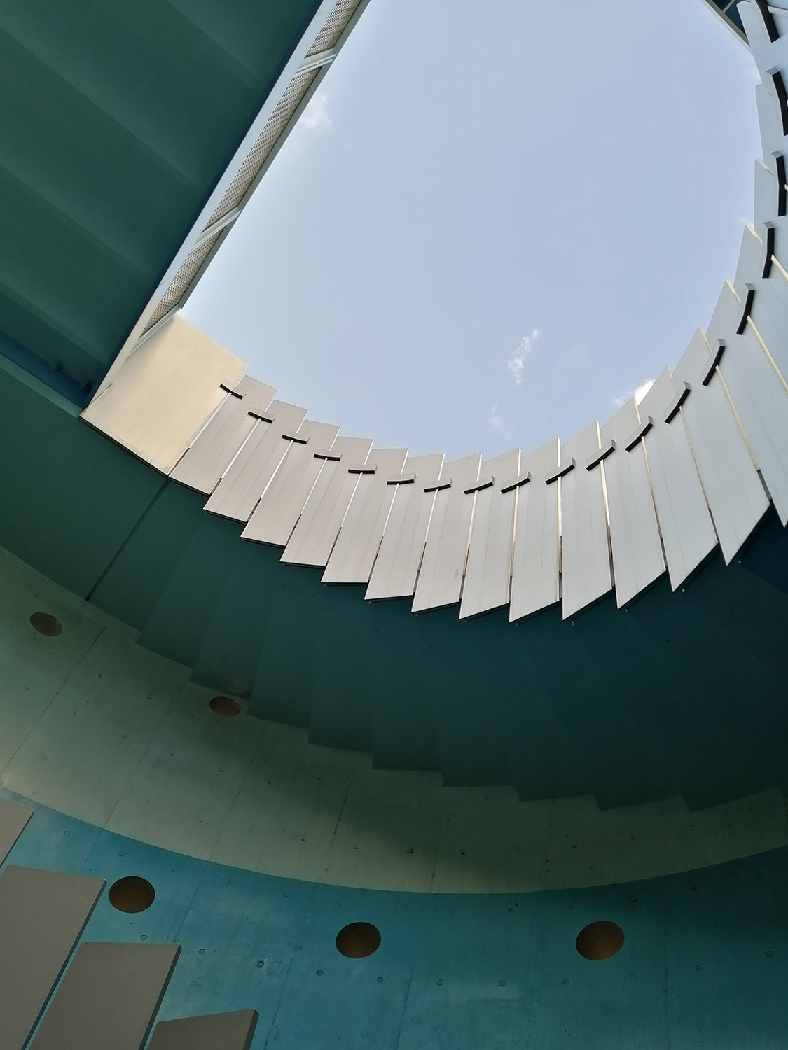 abstract photograph of a blue outdoor structure found in Yokohama