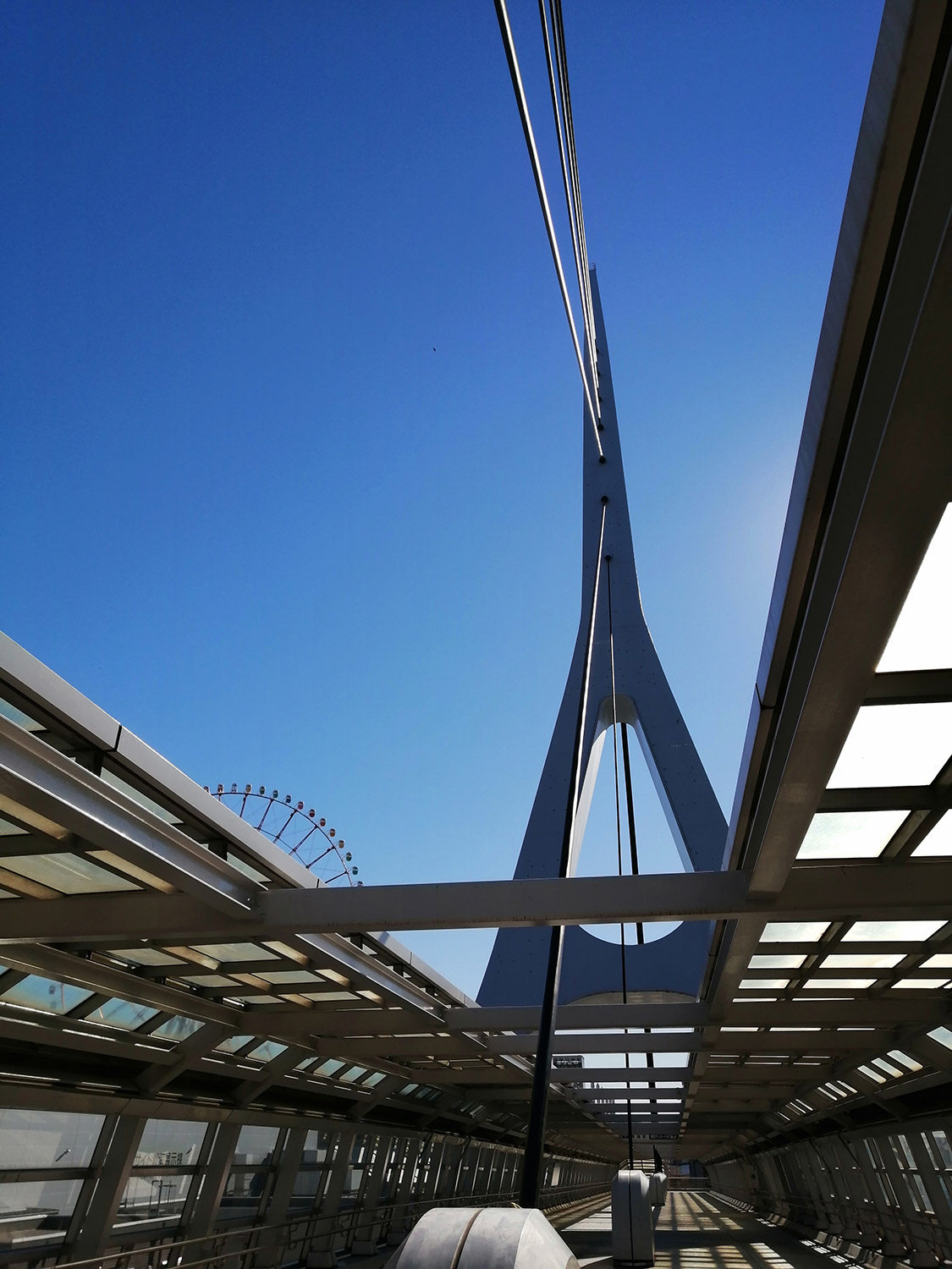 abstract photograph of a pedestrian bridge in Odaiba