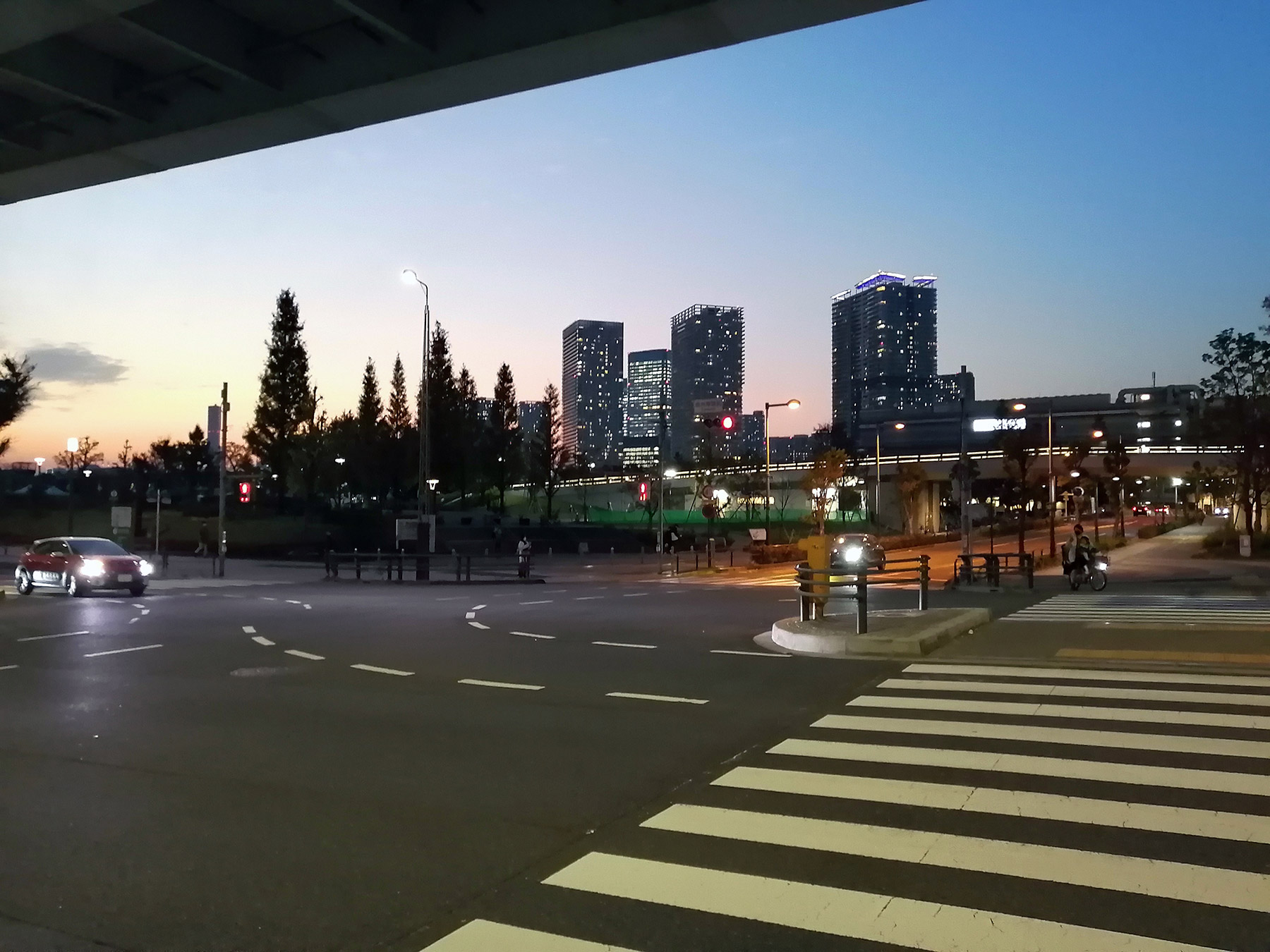 photograph of a pedestrian crossing in Toyosu